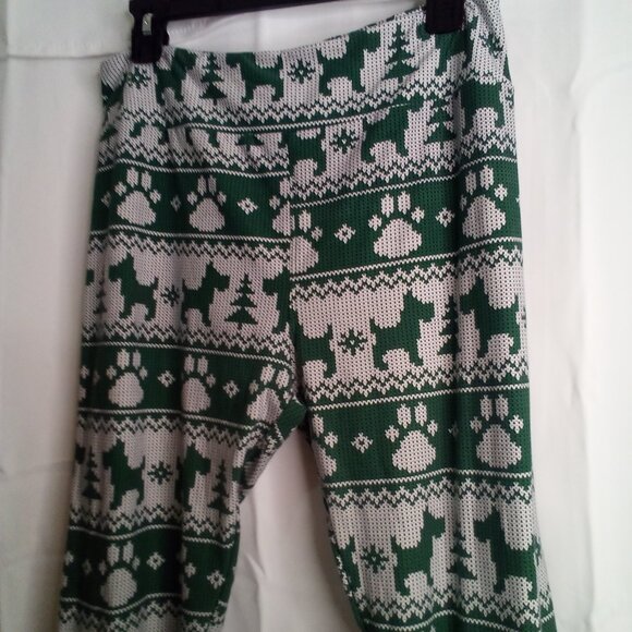 Lularoe Leggings Women Tall Curvy Plus Christmas Dogs Scottie Green White - Picture 7 of 13